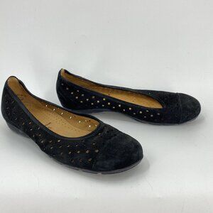 Gabor Black Suede Leather Flats Perforated Spectator UK 5 US 7.5 Womens